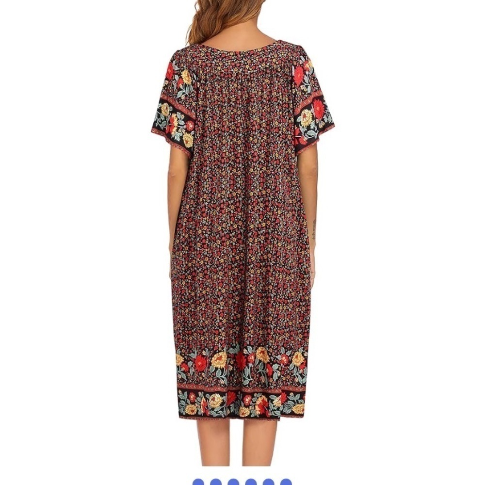 Ekquaer Women’s Nightgown Short Sleeve House dress w/ Pockets MuMu Dress - Picture 2 of 5